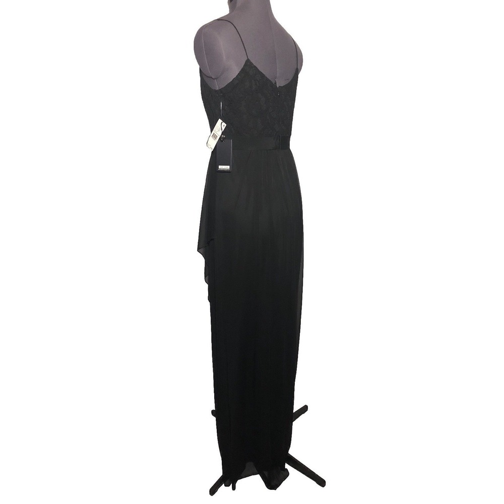 Adrianna Papell Love Story Black Prom Dress Lace Gown Dress Sz 6 NWT DAMAGED - Picture 11 of 16